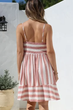 Sennia Mini Dress - Adjustable Spaghetti Strap Sun Dress in Gaubi Print Pink><noscript><img width=