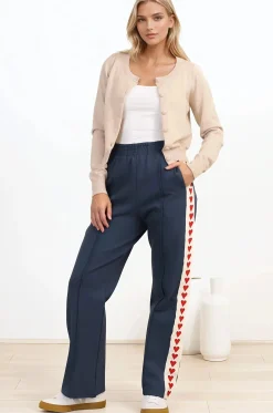 Shanty Pants - High Waisted Straight Leg Pants with Heart Side Strip in Blue><noscript><img width=