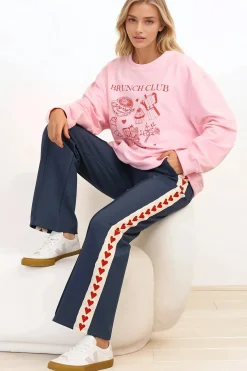 Shanty Pants - High Waisted Straight Leg Pants with Heart Side Strip in Blue><noscript><img width=