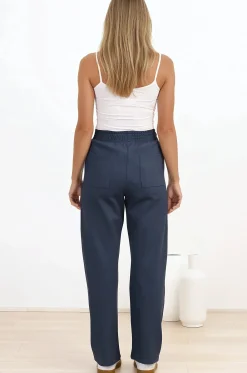 Shanty Pants - High Waisted Straight Leg Pants with Heart Side Strip in Blue><noscript><img width=