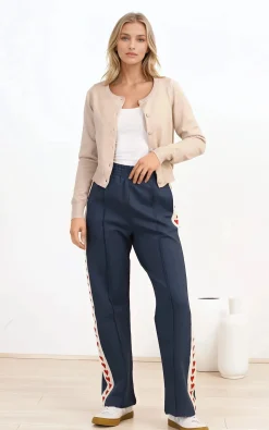 Shanty Pants - High Waisted Straight Leg Pants with Heart Side Strip in Blue><noscript><img width=