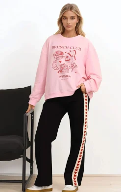 Shanty Pants - High Waisted Straight Leg Pants with Heart Side Strip in Black><noscript><img width=