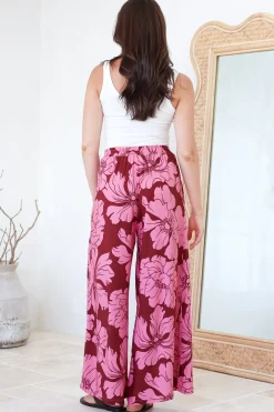 Silvie Pants - High Waist Wide Leg Pants in Full Bloom Print><noscript><img width=