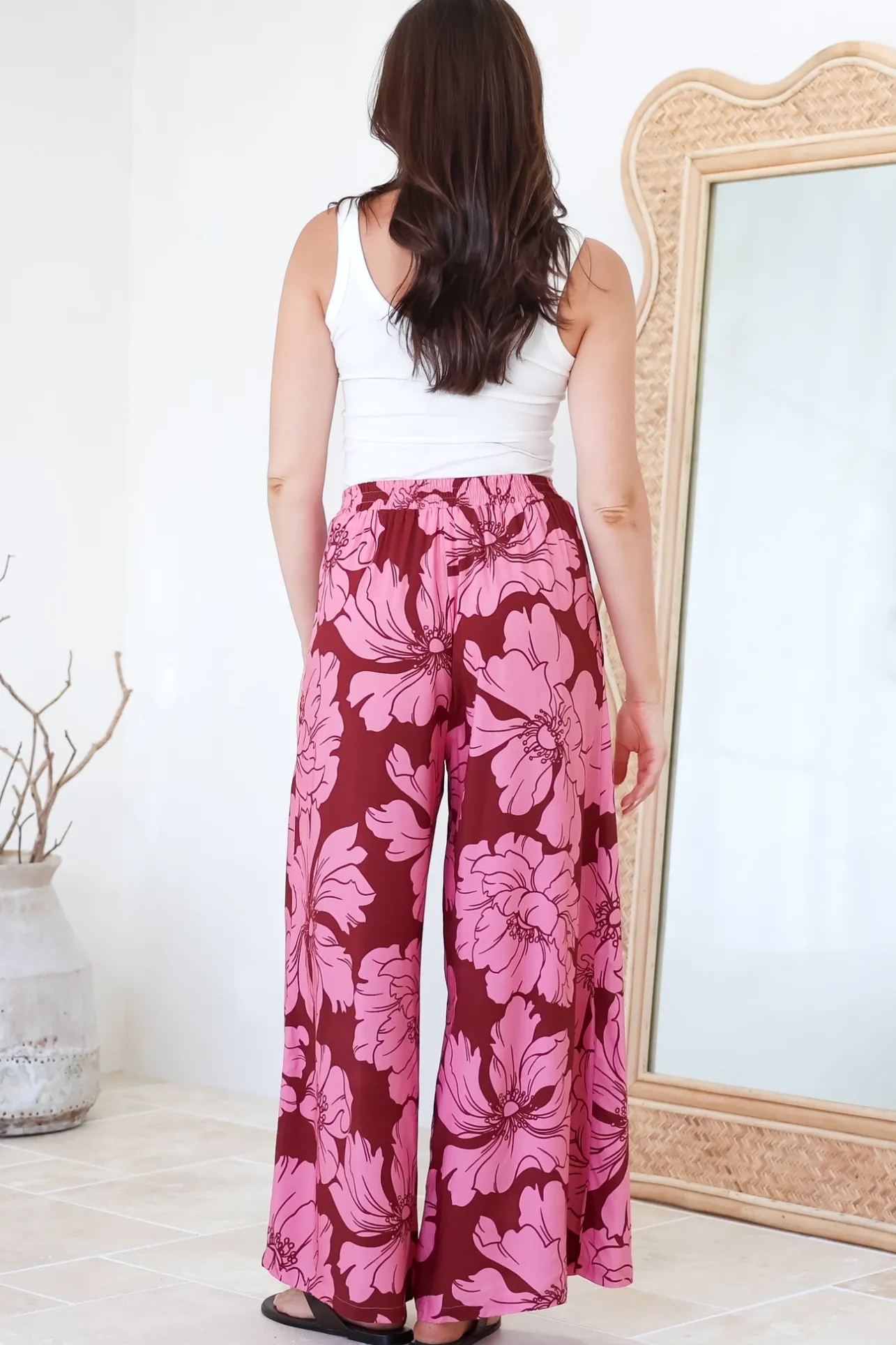 Silvie Pants - High Waist Wide Leg Pants in Full Bloom Print>Salty Crush Online