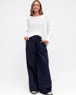 Stella Jeans - Elasticated Waist Wide Leg Jeans in Dark Denim><noscript><img width=