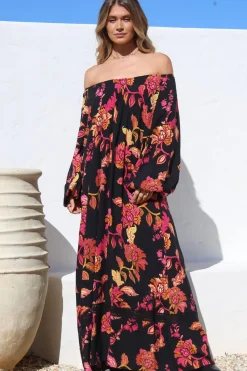 Tai Maxi Dress - On or Off Shoulder Dress with Matching Belt in Valerie Print><noscript><img width=