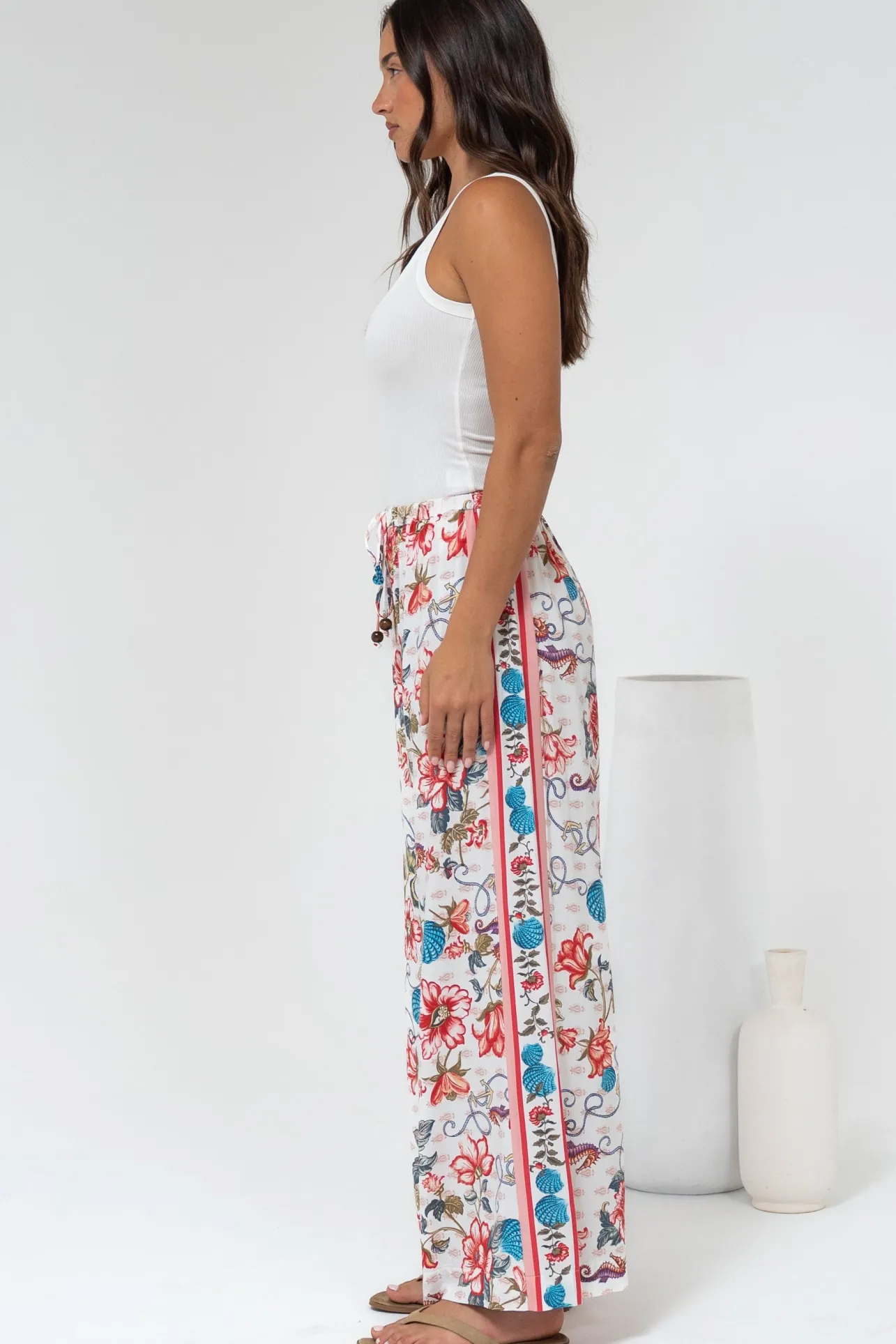 Tarin Pants - High Waisted Wide Leg Pants in Safia Print>Salty Crush Discount