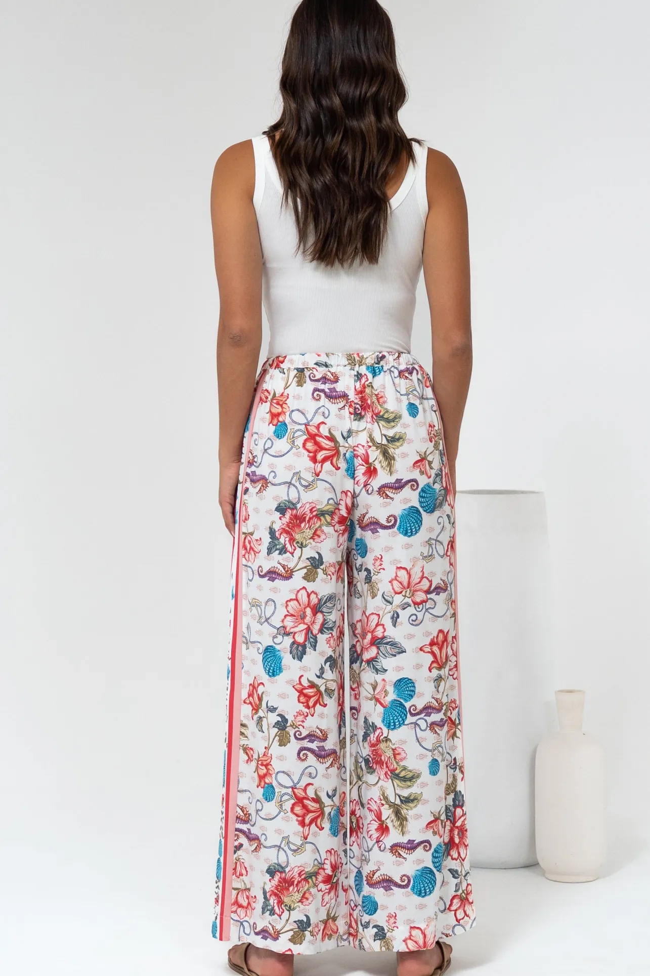 Tarin Pants - High Waisted Wide Leg Pants in Safia Print>Salty Crush Discount