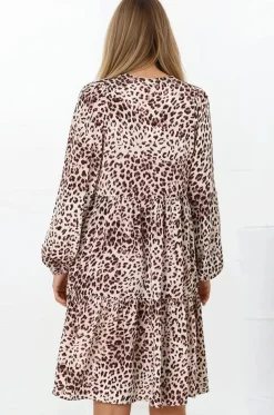 Taylor Mini Dress - Mandarin Collar Balloon Sleeve Smock Dress in Tatum Print><noscript><img width=