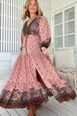 Teresa Maxi Dress - A Line Dress with Long Balloon Sleeves in Seraphina Print><noscript><img width=