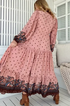 Teresa Maxi Dress - A Line Dress with Long Balloon Sleeves in Seraphina Print><noscript><img width=