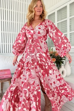 Teresa Maxi Dress - A Line Dress with Long Balloon Sleeves in Soulina Print><noscript><img width=