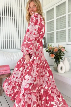 Teresa Maxi Dress - A Line Dress with Long Balloon Sleeves in Soulina Print><noscript><img width=