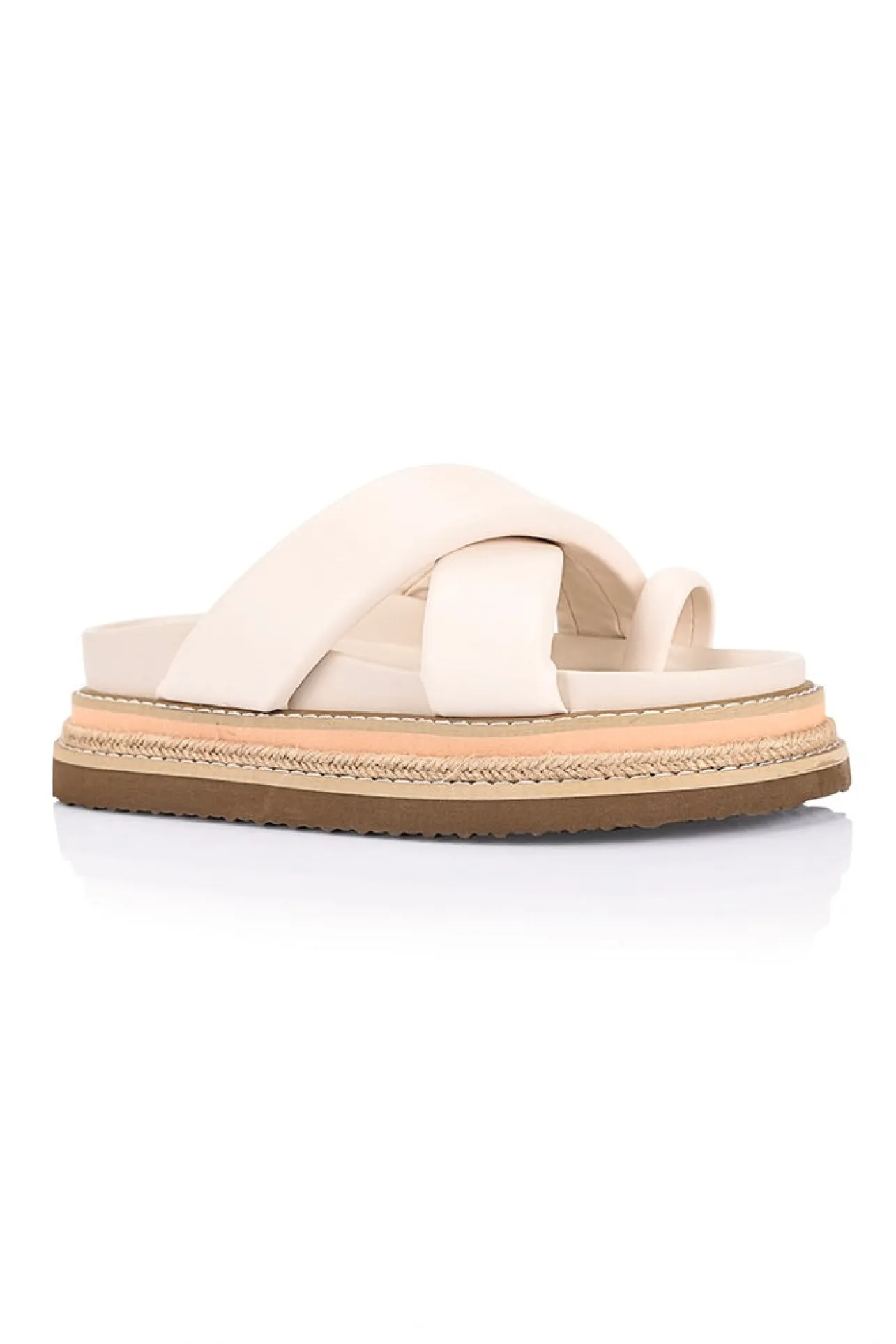 Thelma Flatform Slides - Bone White>Verali Discount