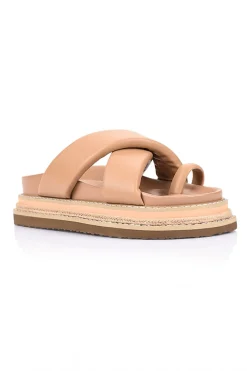 Thelma Flatform Slides - Dark Camel Tan>Verali Hot
