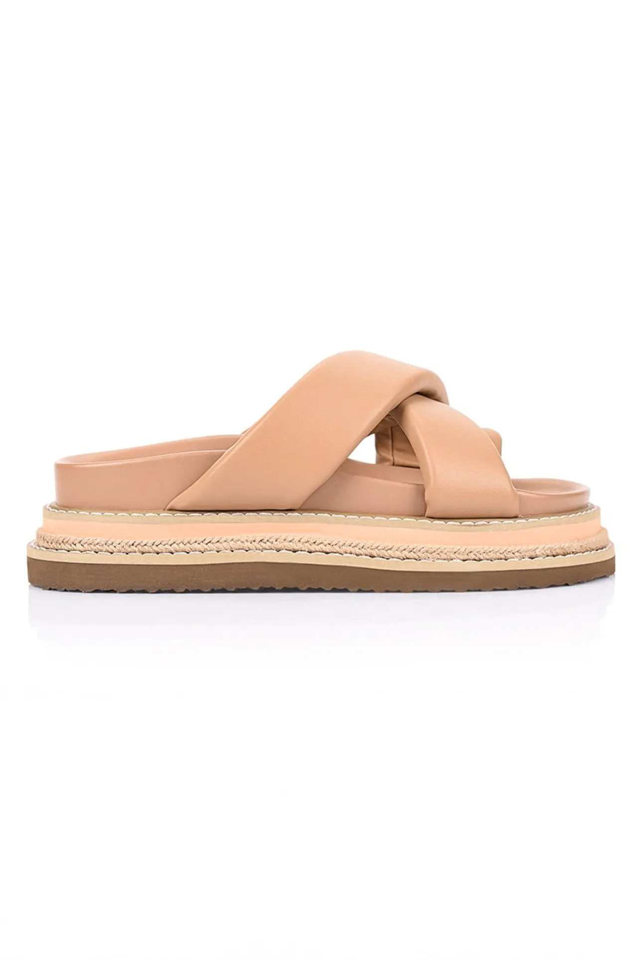 Thelma Flatform Slides - Dark Camel Tan>Verali Hot
