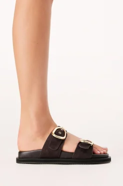 Theresa Slides - Dark Cacao Suede><noscript><img width=