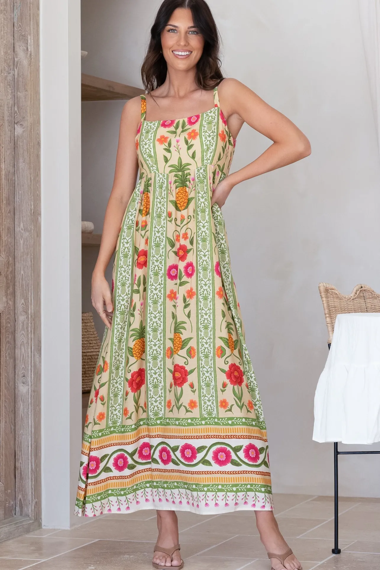 Tiff Maxi Dress - Adjustable Strap Sun Dress in Sunkissed Print>Salty Crush Best