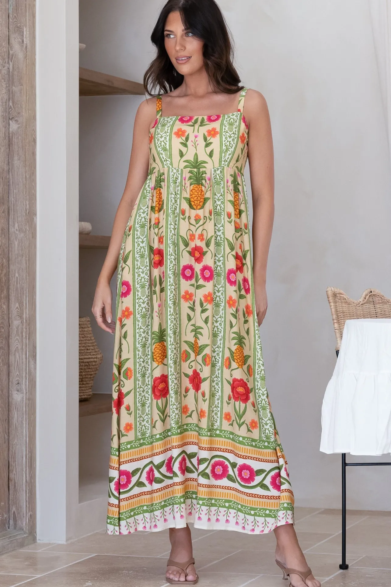 Tiff Maxi Dress - Adjustable Strap Sun Dress in Sunkissed Print>Salty Crush Best