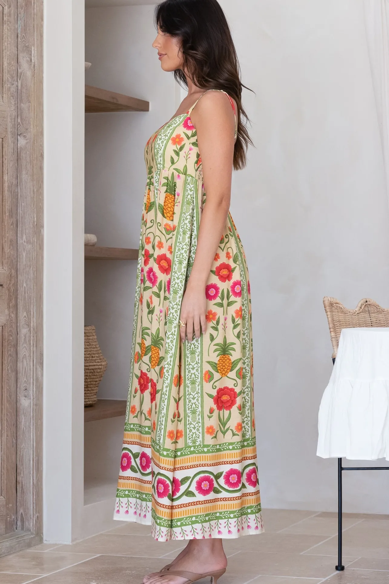 Tiff Maxi Dress - Adjustable Strap Sun Dress in Sunkissed Print>Salty Crush Best