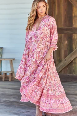 Tillie Maxi Dress - Relaxed Style with V Neckline Dress in Leena Print><noscript><img width=
