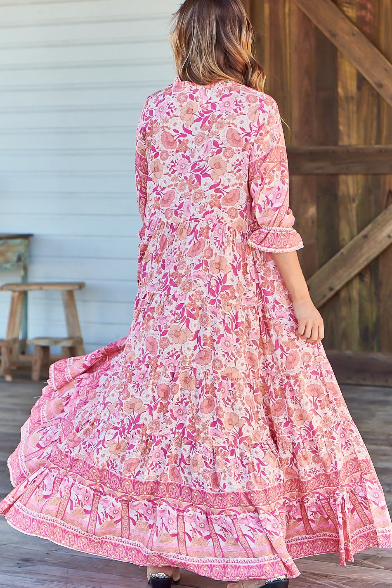 Tillie Maxi Dress - Relaxed Style with V Neckline Dress in Leena Print>Jaase