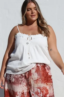 Tilly Top - Lace Sweetheart Neckline Cami with Adjustable Straps in White><noscript><img width=