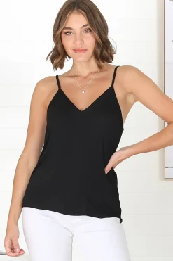 Venus Cami - Long V Neck Adjustable Strap Cami in Black><noscript><img width=