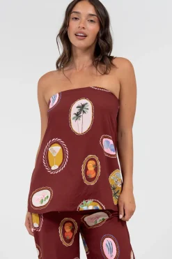 Yonder Top - Strapless or Spahetti Strap Open Back Top in Tamrin Print><noscript><img width=