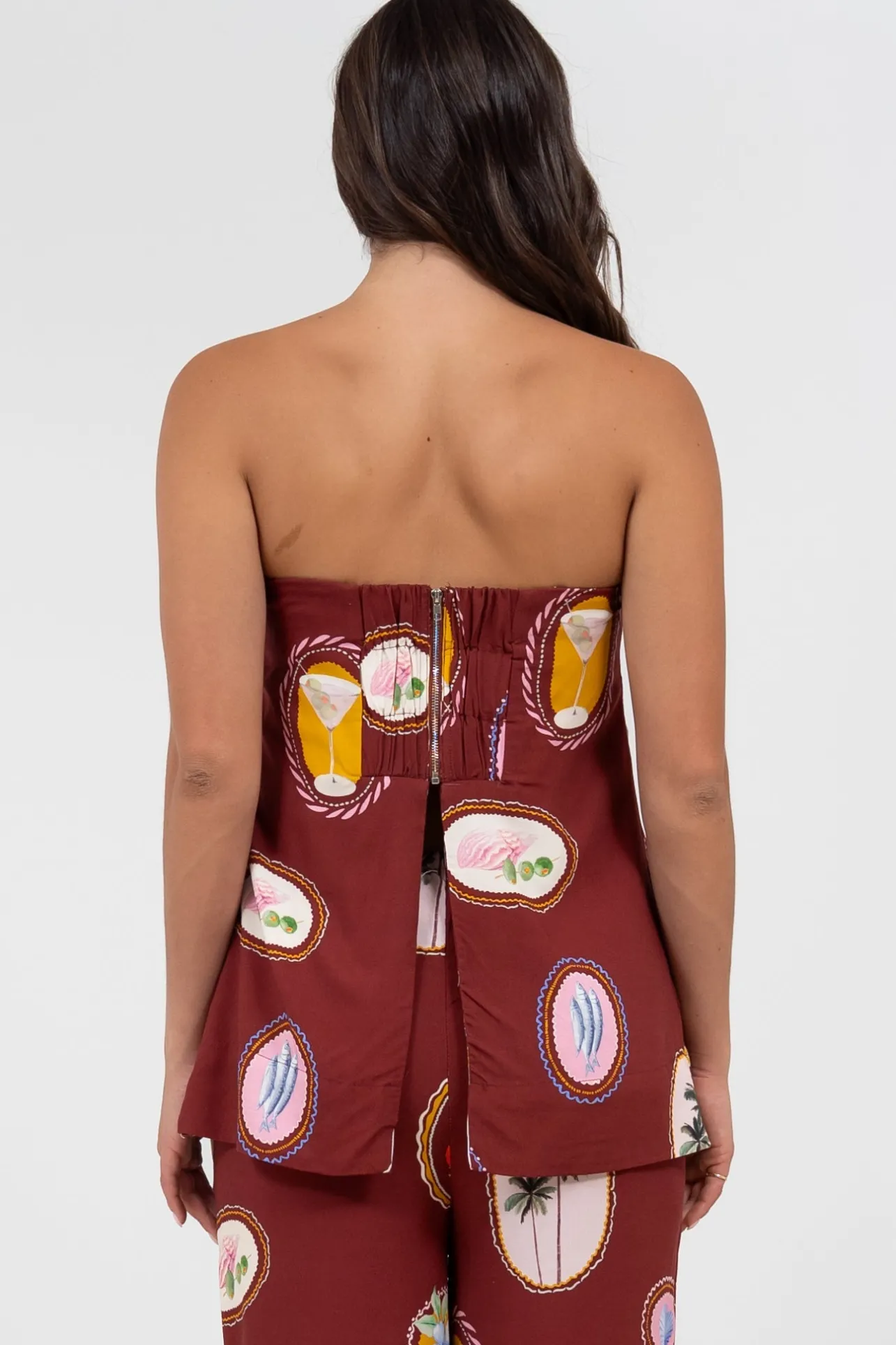 Yonder Top - Strapless or Spahetti Strap Open Back Top in Tamrin Print>Salty Crush Online