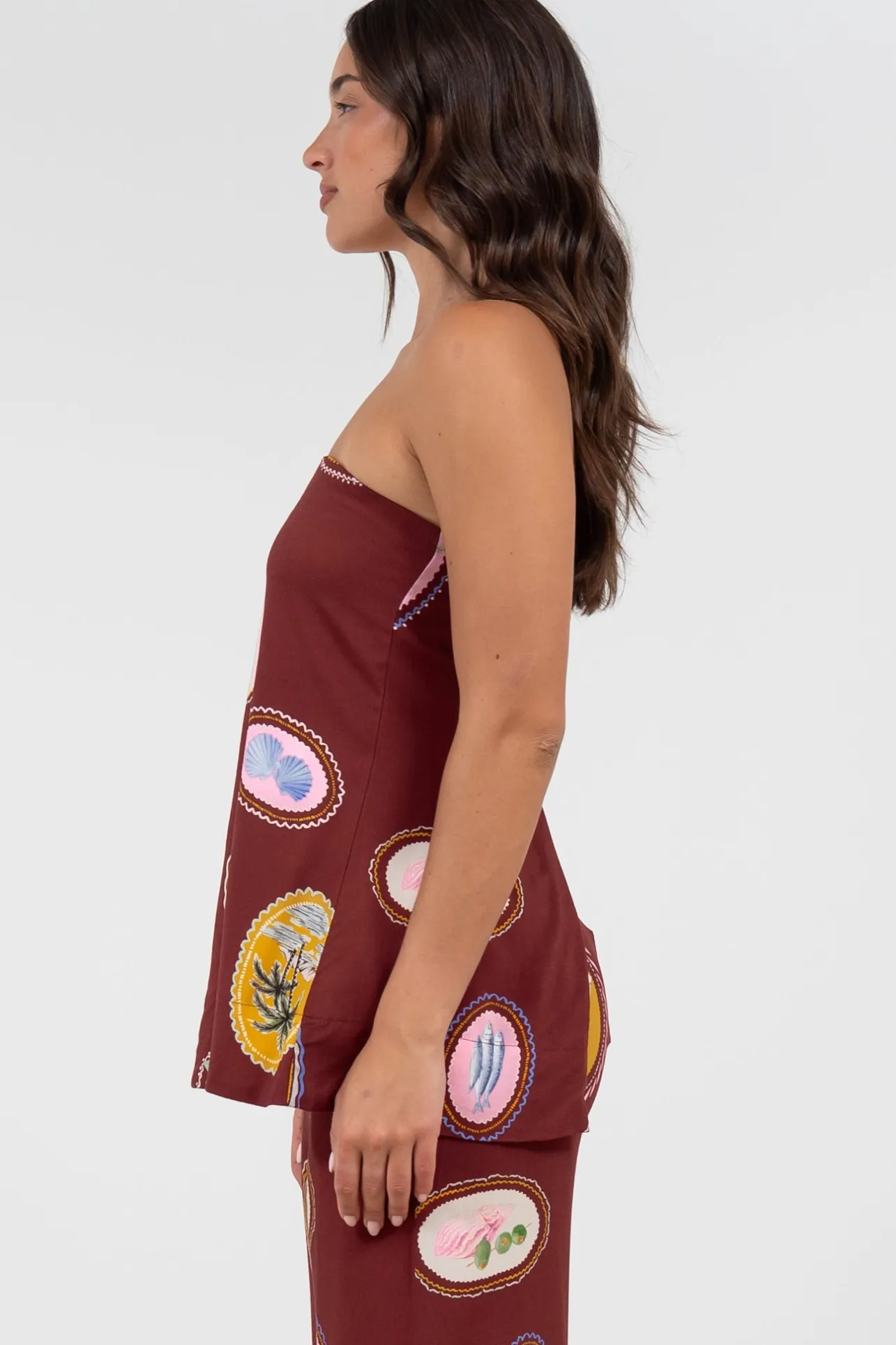 Yonder Top - Strapless or Spahetti Strap Open Back Top in Tamrin Print>Salty Crush Online