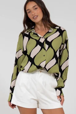Zev Shirt - Oversized Button Down Shirt in Kennedy Print><noscript><img width=