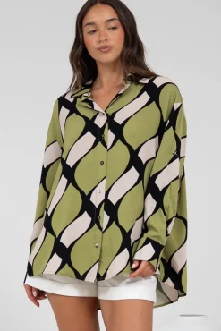 Zev Shirt - Oversized Button Down Shirt in Kennedy Print><noscript><img width=