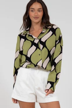 Zev Shirt - Oversized Button Down Shirt in Kennedy Print><noscript><img width=
