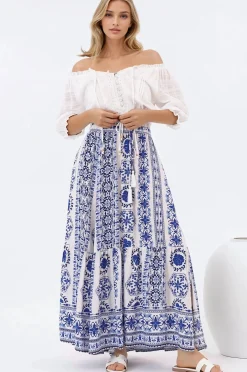 Zia Maxi Skirt - High Waisted Skirt with Front Splits in Kahula Print><noscript><img width=