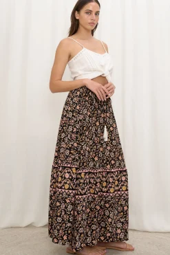 Zia Maxi Skirt - High Waisted Skirt with Front Splits in Amirah Print><noscript><img width=