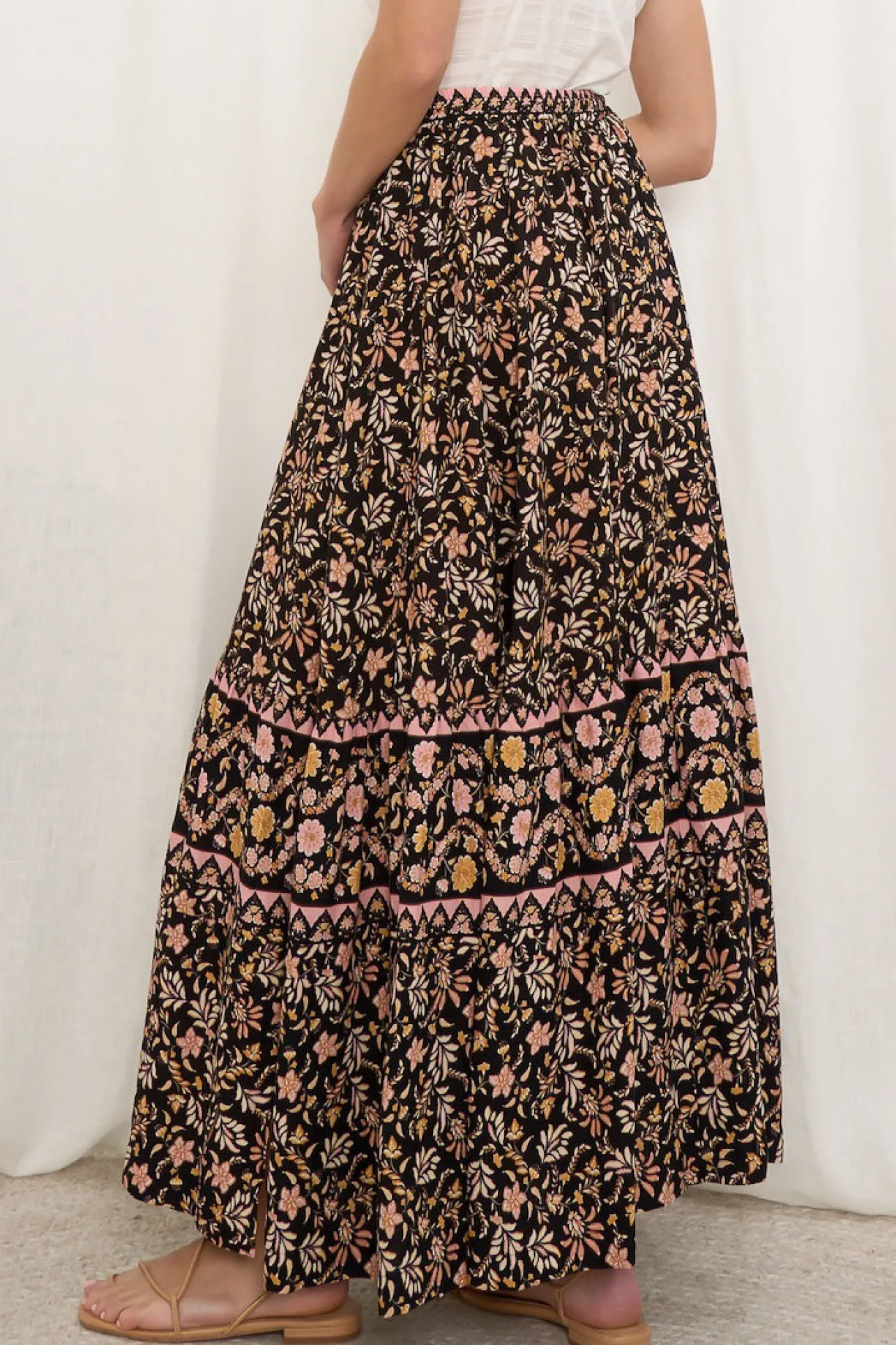 Zia Maxi Skirt - High Waisted Skirt with Front Splits in Amirah Print>Salty Crush Outlet