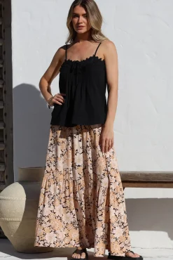 Zia Maxi Skirt - High Waisted Skirt with Tassel Waist Tie and Front Splits in Lyanna Print><noscript><img width=