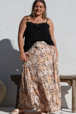 Zia Maxi Skirt - High Waisted Skirt with Tassel Waist Tie and Front Splits in Lyanna Print><noscript><img width=
